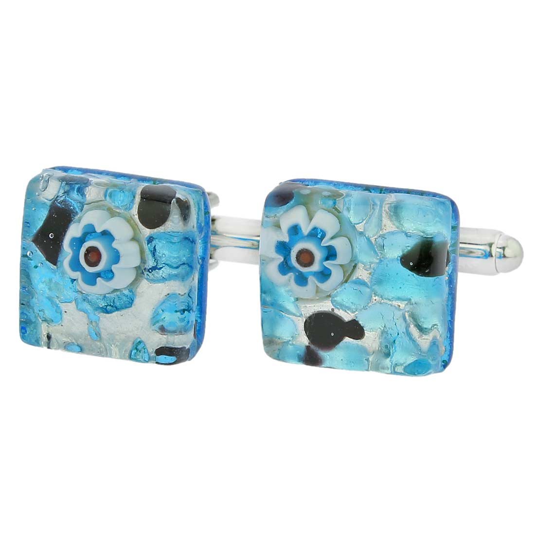 Glass Of Venice Murano Glass Venetian Classic Square Cufflinks - Aqua Purple