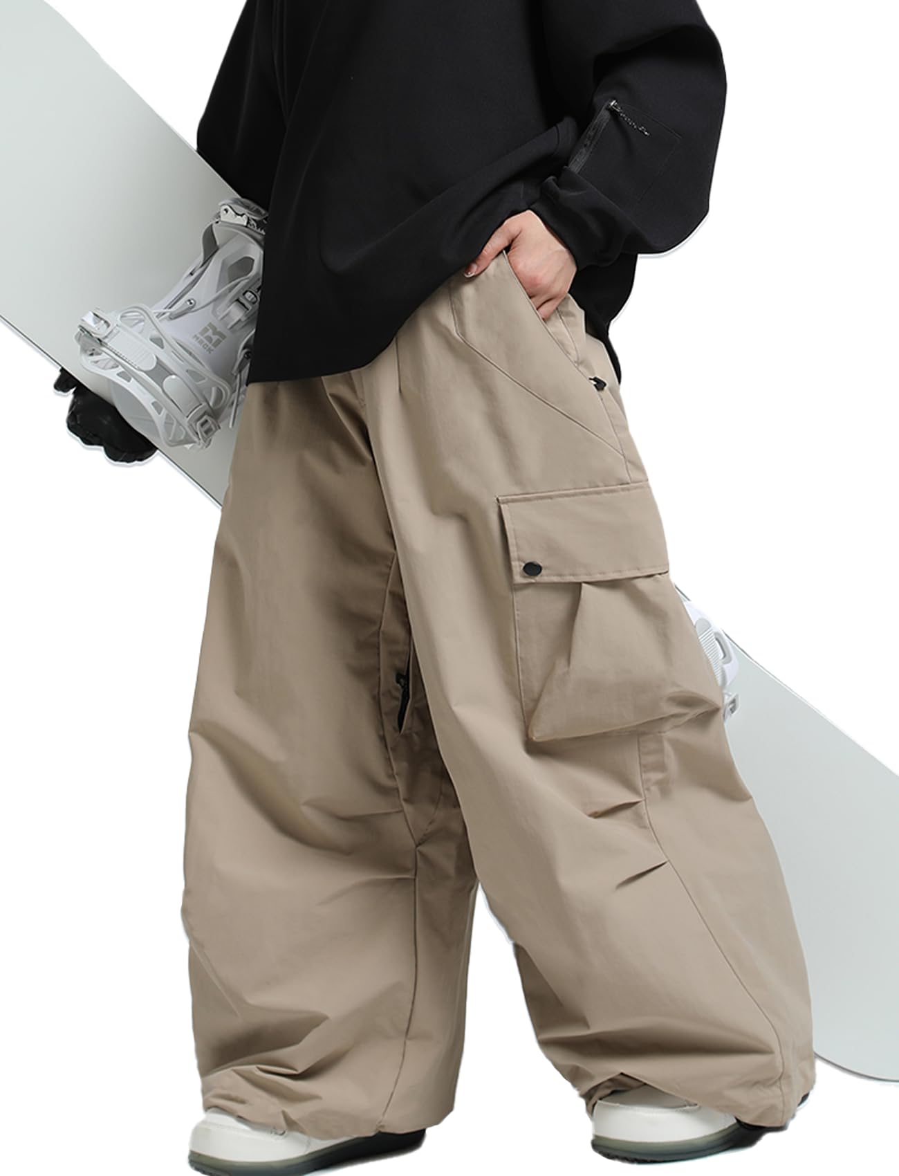 Photo 1 of YIHEREROX Unisex Baggy Snow Ski Pants Softshell Insulated Waterproof Snowboard Pants with Zipper Pockets for Winter Sports