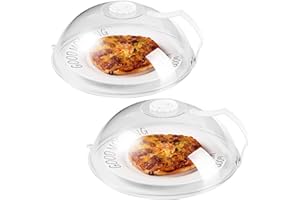 QEOSVVE Microwave Splatter Cover, Microwave Cover for Foods BPA-Free, Microwave Plate Cover Guard Lid with Handle, Hanging Hole and Adjustable Steam Vents Microwave Oven Cleaner Large-2 PACK