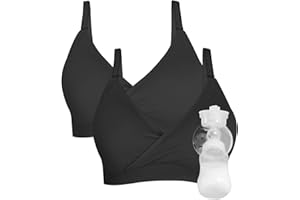 4HOW Pumping Bra Hands Free Maternity Bras for Breastfeeding Pumping and Nursing Bra in One Comfort Smooth,Great Support