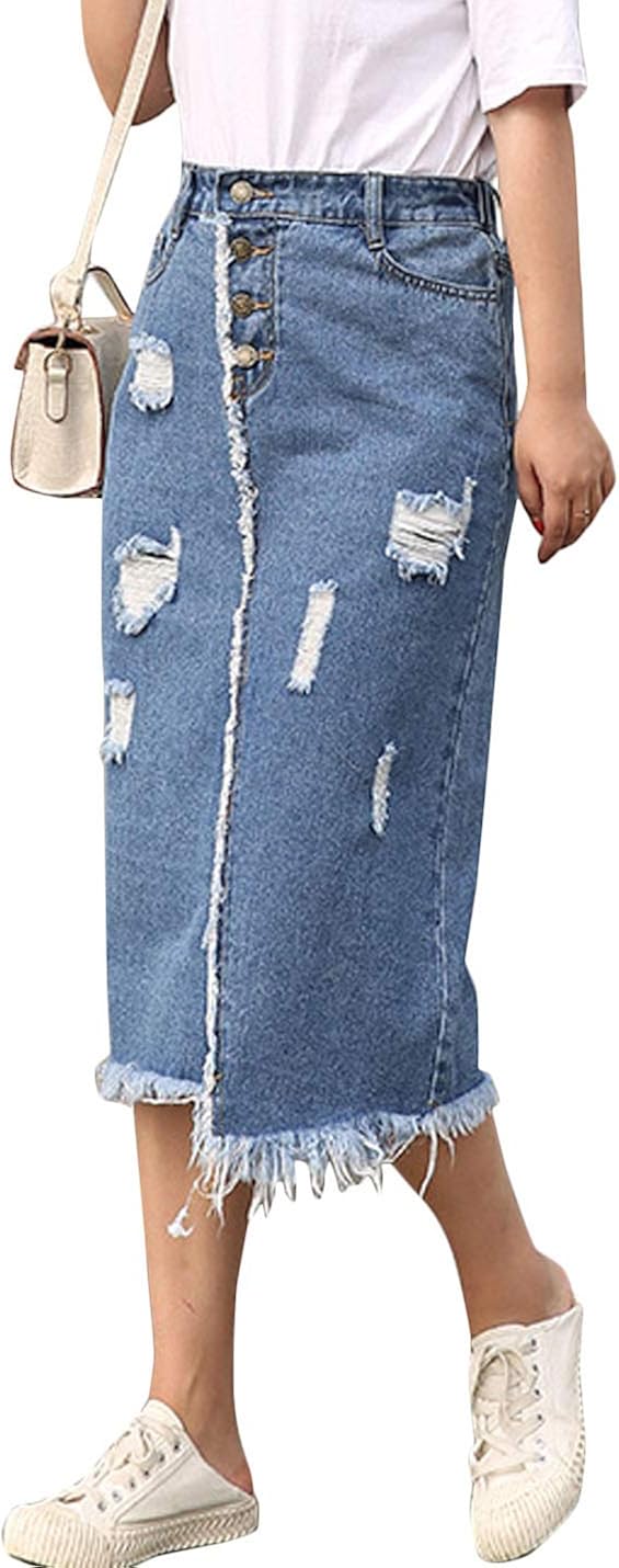 light denim pencil skirt