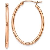 The Black Bow 2mm x 30mm Polished 14k Rose Gold Classic Oval Hoop Earrings