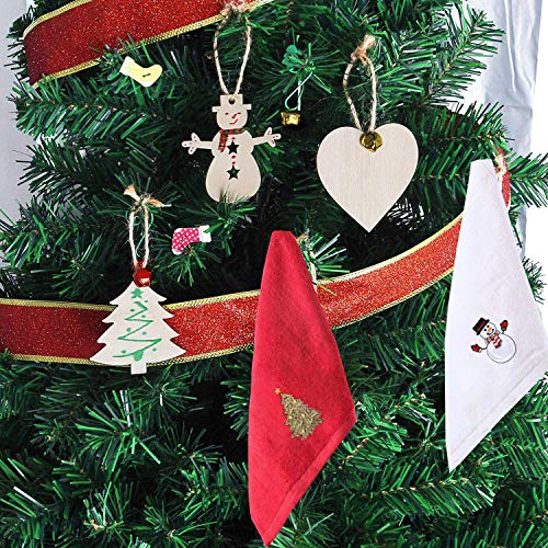 HomRing 3Packs Christmas Cotton Hand Towels Soft Absorbent Cotton Kitchen Towel, Lightweight with 10PCS Unfinished Ornament Set