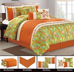 Amazon.com: Modern 7 Piece Bedding ORANGE, LIME GREEN