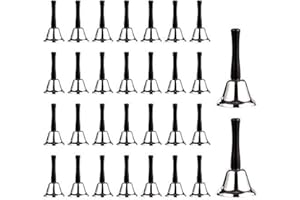 Metal Hand Bell Bulk for Adults Aulufft 30Pcs Silver Steel Service Hand Bells with Black Wooden Bell for School Church Adults Classroom Wedding Decorative