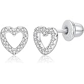Lulau Sterling Silver Heart Earrings with Screw Back for Women 925 Sensitive Stud Everyday Ladies