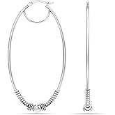 LeCalla 925 Sterling Silver Large Hoop Earrings | Lightweight Antique Bali Hoops | Two-Tone Bohemian Oxidized Balinese Earrings for Women