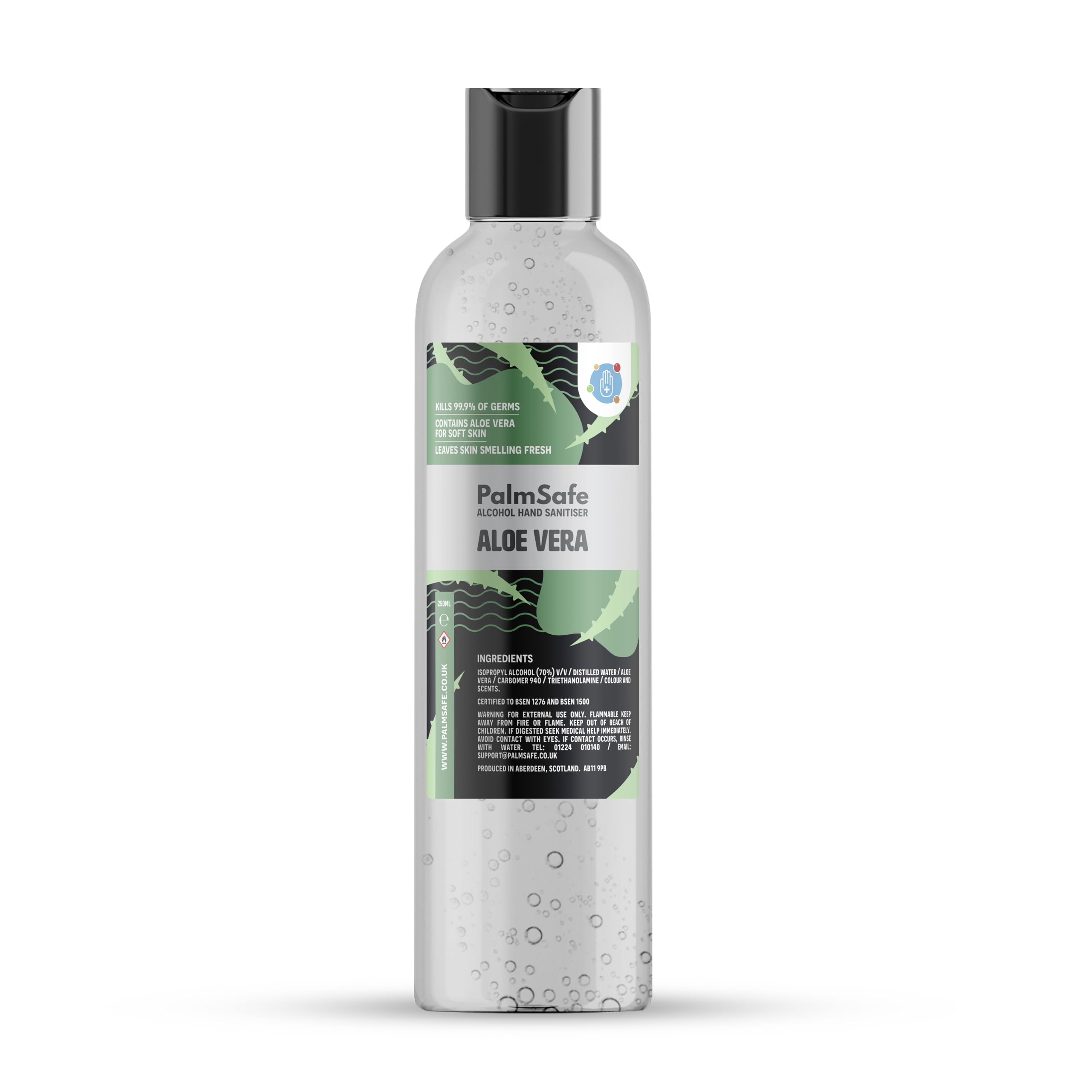 Palm Safe Aloe Vera Alcohol Hand Sanitiser 250 ml Disc Top Bottle