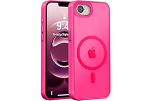 Newfuture Designed for iPhone 16e Case with Magnetic [13 FT Military Drop Protection] [Compatible with Magsafe] Slim Translucent Matte Shockproof with Anti-Fingerprint Phone Case, Hot Pink