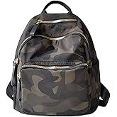 Women Nylon Medium Backpack Anti-theft Fashion Casual Lightweight Travel Shoulder Bag Tote Bag (Camo)