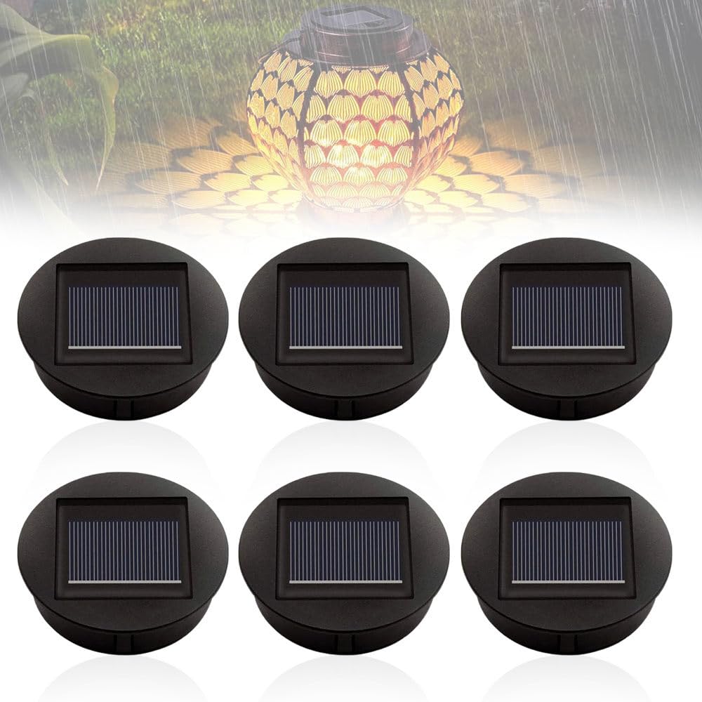 XPJBKC Solar Light Replacement Top, 6Pcs Replacement Solar Panels for Garden Lights, 8cm Panel Lanterns Outdoor, Waterproof Lamp for DIY Table Patio Decor
