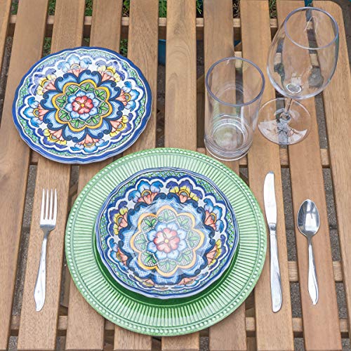Prepara Multicolor Decorative 12 Piece Melamine Dinnerware, Unique Dish