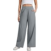 QILORA Womens Lightweight Wide Leg Pants Drapey with Pockets Athletic Yoga Pants Casual Travel Work Loose Pant