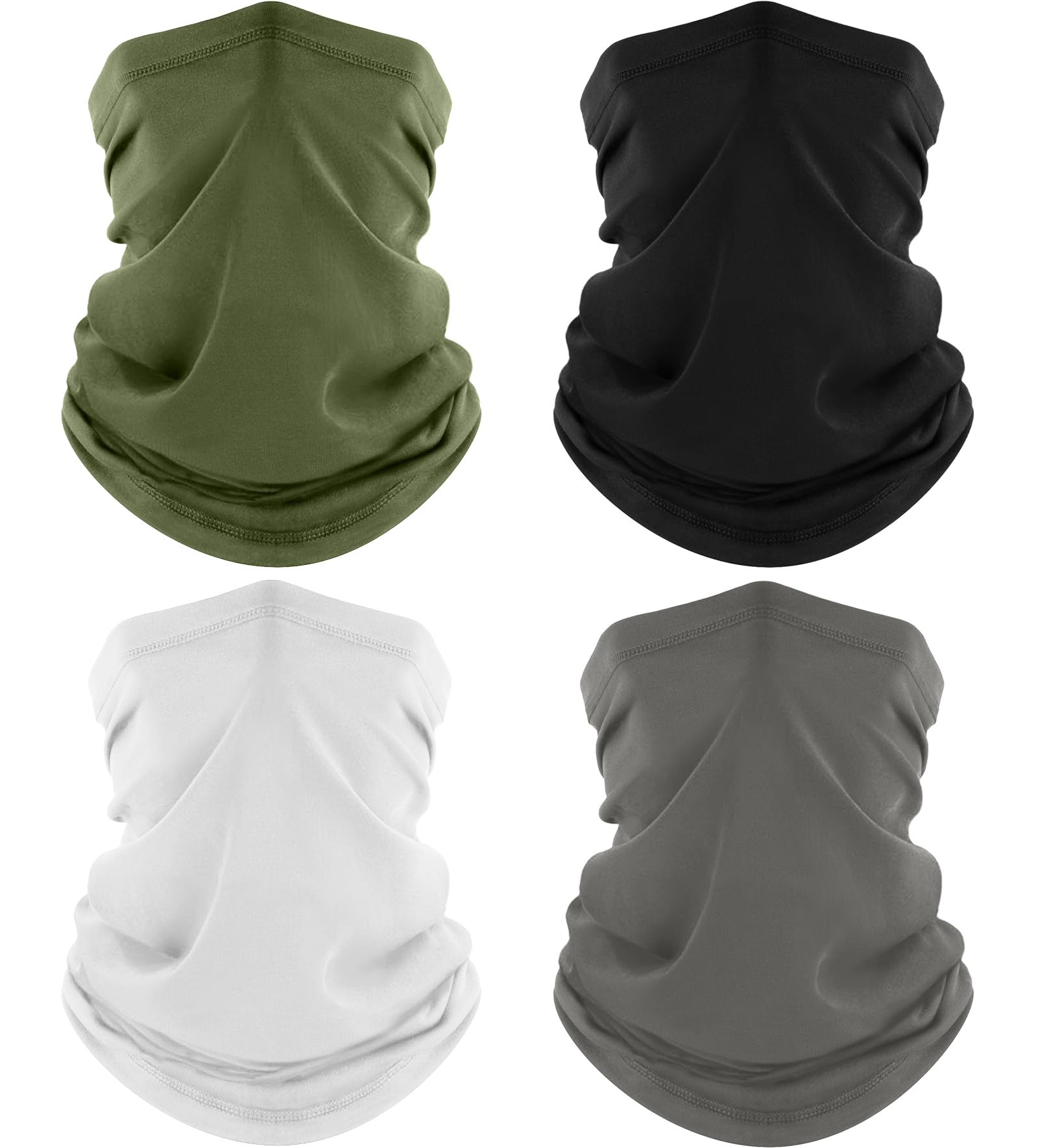 Photo 1 of FACTORY SEALING******** ROXUN 4 Pack Neck Gaiter, Cooling Breathable Face Mask UV Protection Scarf Hiking Bandana for Men/Women Black+Gray+White+Army Green