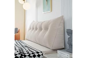 TESICA Large White Triangular Headboard Wedge Bed Rest Reading Pillow Backrest Positioning Support Bolster Cushion with Removable Cover for Dorm Bed Use, Twin Size, 39x20x8in