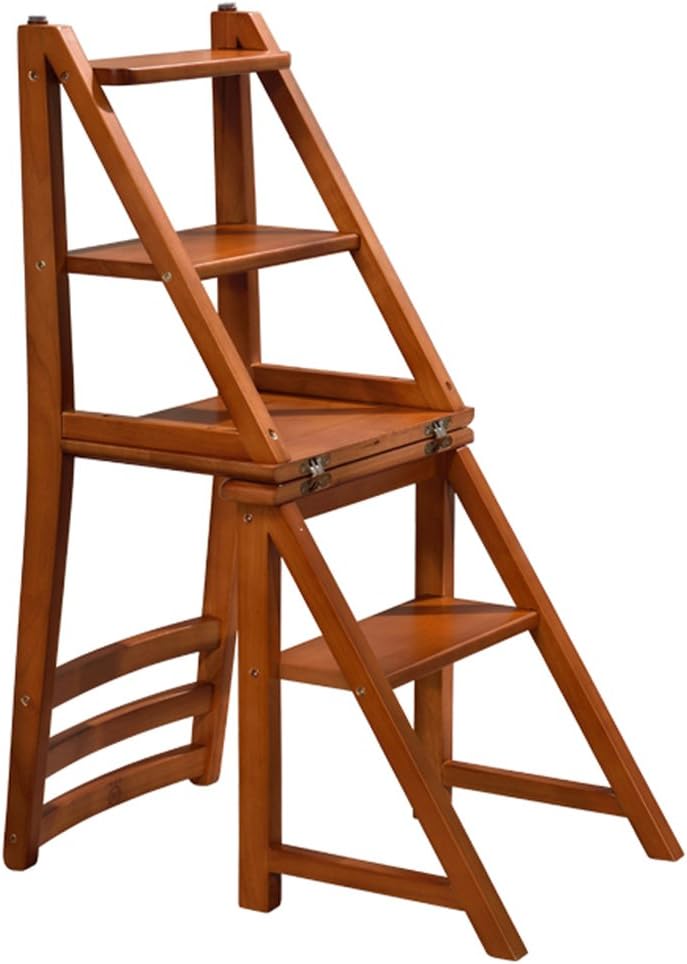 Step stool solid wood step stool four-story step ladder staircase stool multi-function folding wooden ladder wooden ladder foldable ladder/stool dual use