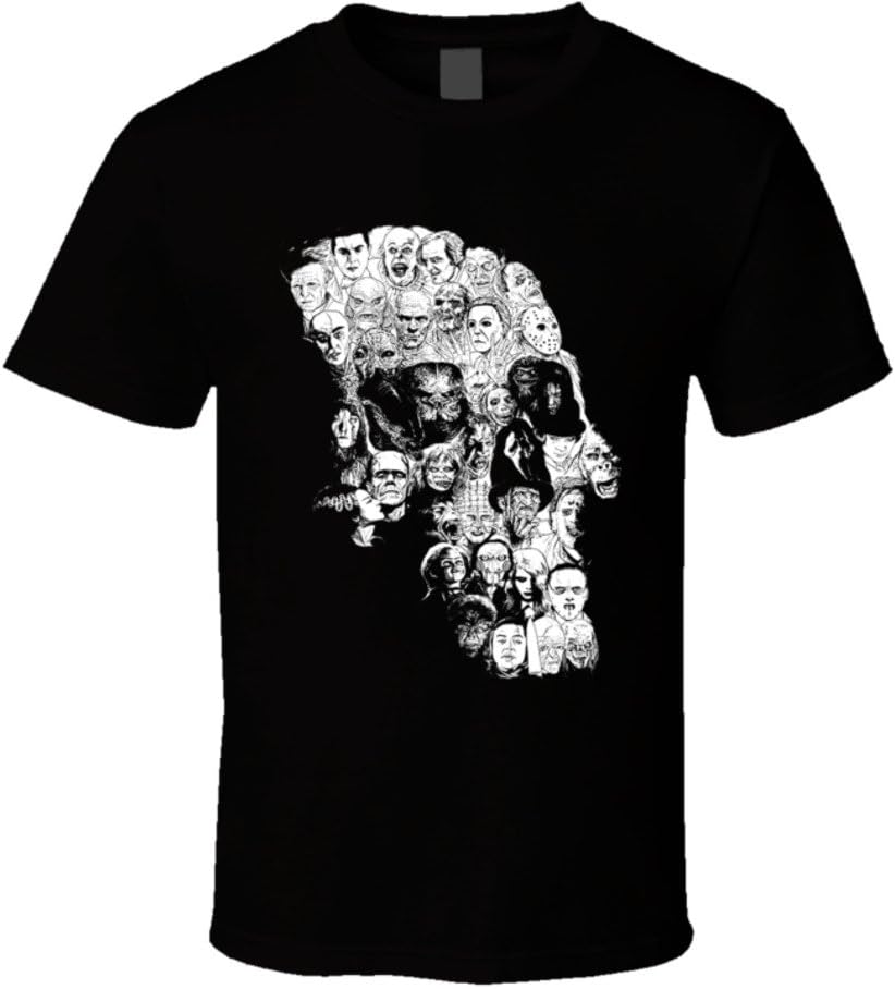 horror movie character skull design T Shirt Black