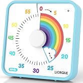 LIORQUE 7.5-Inch Large Visual Timer, 60-Minute Classroom Timer Magnetic | Non-Ticking, 3-level Volume, 3 Alarm Modes, Kids Countdown Timer for Classroom Kitchen Office ADHD, AA Batteries Included