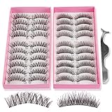 Teenitor 20 Pair 2 Desgin Crisscross False Eyelashes Lashes With A False Eyelashes Extension Applicator Tool, Handmade Cruelty Natural Looking