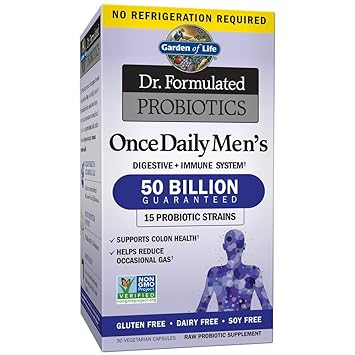Amazon Com Probiotics For Men Garden Of Life Dr Formulated Once Daily Men S Probiotics 50 Billion Cfu Daily Probiotic For Constipation Relief With Organic Prebiotic 30 Capsules Packaging May Vary Prime Pantry