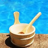 Zalati Wooden Bucket and Ladle Set 4L Sauna Water Barrel view 5