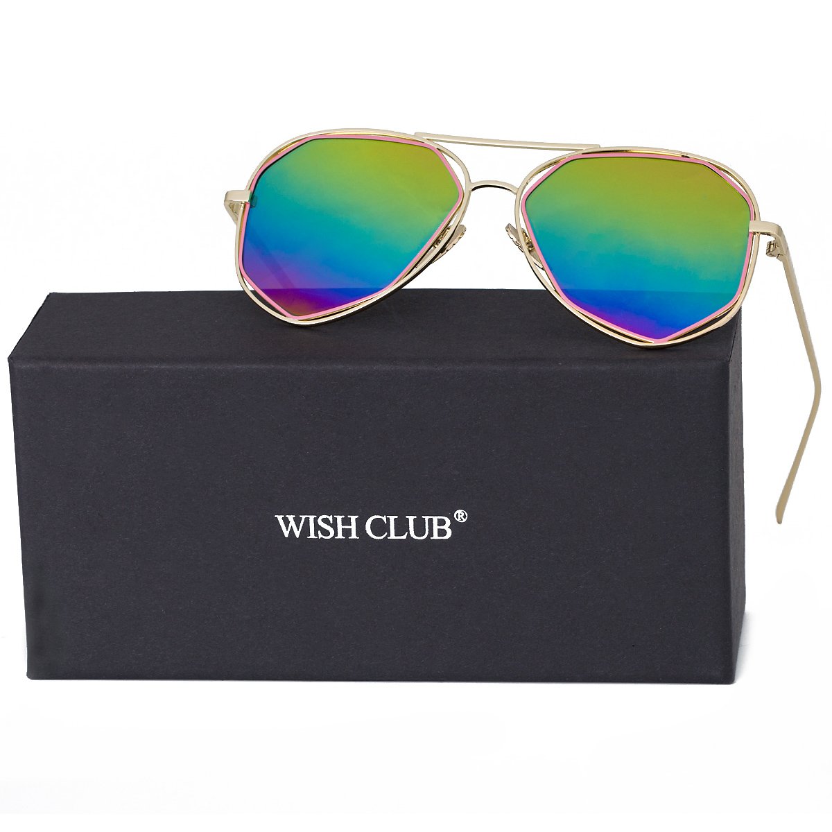 WISH CLUB Oversized Irregular Aviator Sunglasses for Women Men Fashion Stylish Modern Mirrored Glasses (Multicolor)