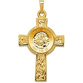 JewelryWeb 14k Yellow Gold Solid Polished Religious Faith Cross with St Anthony Medal Pendant Necklace 21.2x37.2mm Pendant for Women