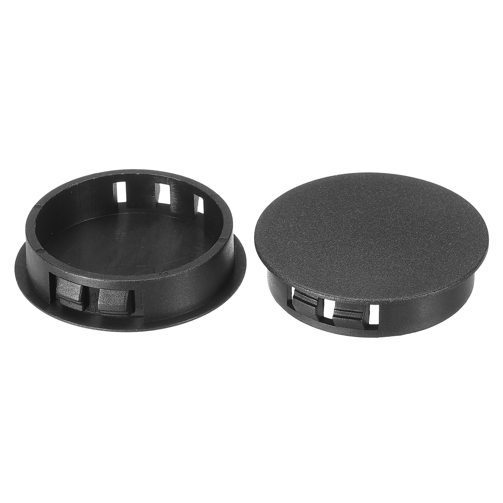 PATIKIL 38mm (1.5") Plastic Hole Plugs, 20Pcs Flush Type Round Hole Plugs Cover Snap in Locking Hole Tube for Table Kitchen Cabinet Furniture, Black