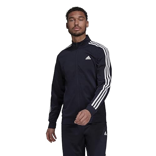 adidas Mens Warm-up Tricot Regular 3-Stripes Track Jacket Ink/White Small
