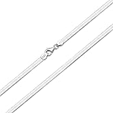 PDTJMTG 925 Sterling Silver Herringbone Chain 2MM 3MM Flexible Flat Italian Snake Chain Necklace for Women Men 18, 20, 22, 24, 26 Inches