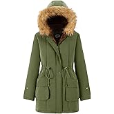 FARVALUE Women's Winter Coat Hooded Warm Fleece Lined Parka Jacket with Fur Trim Long Overcoat