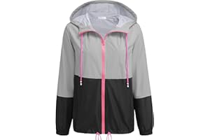 SoTeer Women's Waterproof Raincoat Outdoor Hooded Rain Jacket Windbreaker S-XXXL