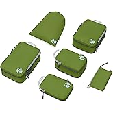 Cipway Compression Packing Cubes Set, Ultralight Expandable Travel Packing Organizers for Carry on Luggage (Green 6pcs)