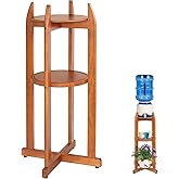Natural Solid Wood Water Dispenser Floor Stand(32.8" Hight-11.2" Wide) Drink Dispenser Floor Stand with 2 Round Shelfs Includ