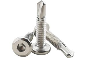 FAJOEDA 60PCS #12 x 1 Hex Socket Self Tapping Screws, 410 Stainless Steel Sheet Metal Flat Head Drilling Screw Self-Tapping Screws High-Strength Fast Sheet Metal Screws (5/8" to 1-3/4" Available)