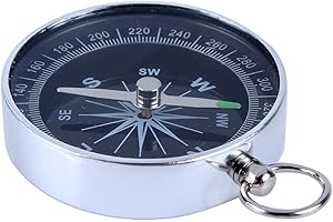 Silver Mini Portable Pocket Compass, Aluminum Lightweight Compass, 360 Degree Rotating Bezel, Ideal for Outdoor Camping & Hik