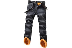 Fleece Lined Jeans for Mens Stretch Thick Warm Sherpa Winter Jean Fall Slim Fit Skinny Denim Pants Work Dress Trousers