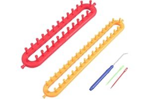 ZIXIANGKEJI 2pcs Knitting Loom Kit Easy Knit Long Knitting Looms Machine Weaving Loom Set with Hook Needle Loom Hook Tool & I