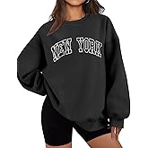 LOMON Oversized Sweatshirt for Women Crewneck Long Sleeve Casual Fleece Tops Graphic Hoodies Pullover Sweater