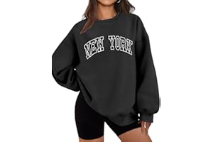 LOMON Oversized Sweatshirt for Women Crewneck Long Sleeve Casual Fleece Tops Graphic Hoodies Pullover Sweater