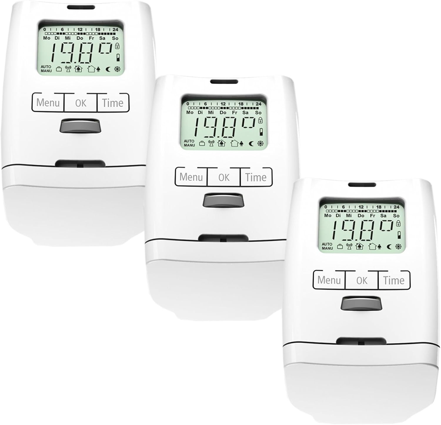 Set of 3 Programmable Radiator Thermostat (Energy Saving Controller) HT