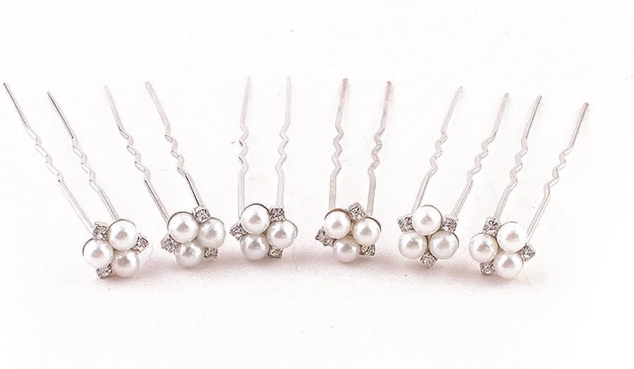 VANKOKO Pearl Bridal Hair Pins Wedding Hair Accessories Headpiece (set of 6)