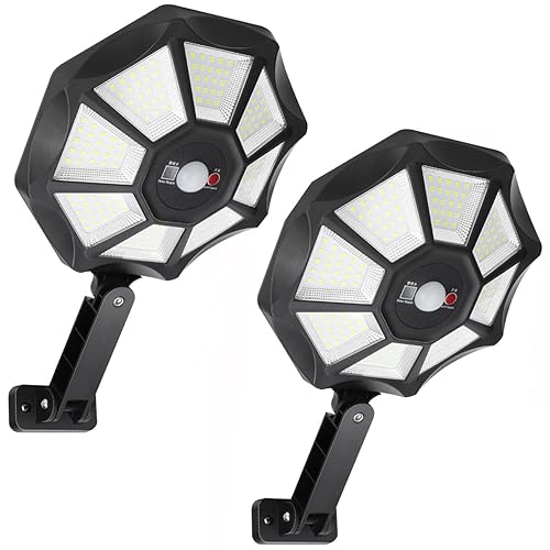 AITERMOND 2-Pack Solar Outdoor Lights, Motion Sensor Flood Light, Dusk to Dawn, 168 LED Solar Powered Street Lights with Remote Control, IP66 Waterproof Security Lamp, Solar Parking Lot Lights