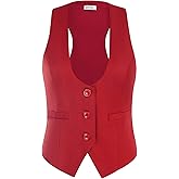 GRACE KARIN Women's Suit Vest Top, Dressy Casual Sleeveless Button Wasitcoat, Fromal Steampunk Blazer For Work Office