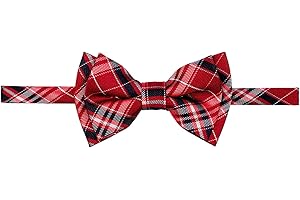 Retreez Stylish Plaid Checkered Woven Microfiber Pre-tied Boy's Bow Tie