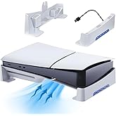 Racrank PS5 Pro Horizontal Stand with USB Hubs, Anti-Slip Dual Mode Base for PS5 Slim/Pro Disc & Digital Edition, Mini Design Stabilized Stand Exclusive for Gaming Room Setup, White