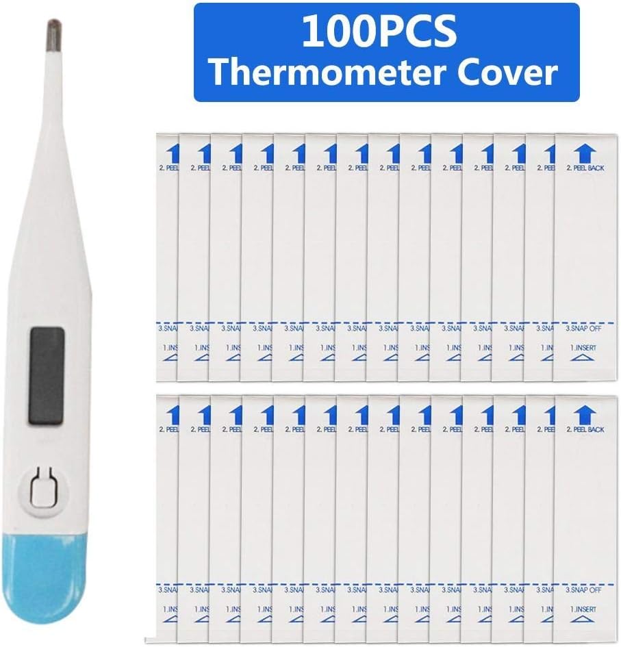 Goodde 100PCS Disposable Thermometer Cover, Digital Thermometer Probe Covers, Thermometer Mouth Cover, Sterile Safe Protective Case Prevent Cross-Contamination