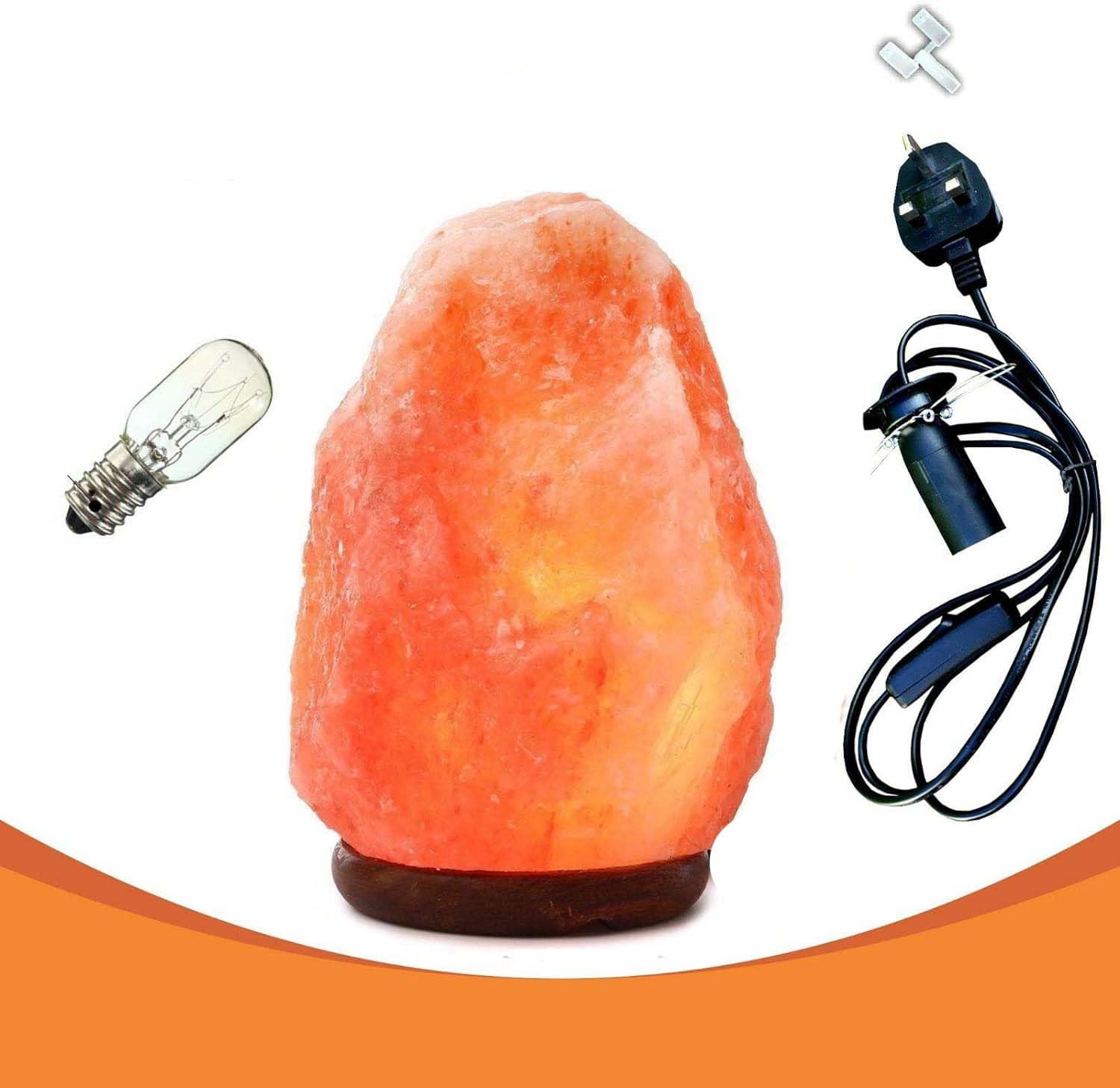 7-10 KG Salt Lamp Natural Himalayan Salt Lamp Hand Craft Healing Pink Crystals Rock Certified Electric Fitting ON/OFF Button Cable Wood Base Ideal for Bedside Lamp, Home Decoration, Night Light & Gift