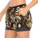 HOMETA 2 in 1 Running Shorts for Women Workout Shorts Double Layer Shorts Athletic Yoga Shorts Sport Gym with Pockets