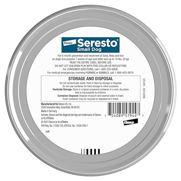 SERESTO SMALL DOG VET-RECOMMENDED FLEA & TICK TREATMENT & PREVENTION COLLAR FOR DOGS UNDER 18 LBS. | 8 MONTHS PROTECTION